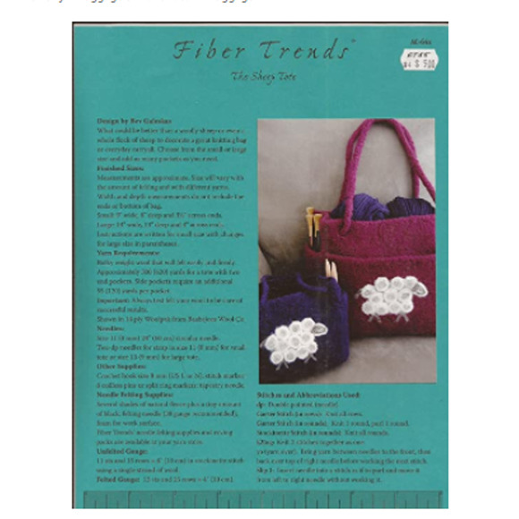 New The Sheep Tote Fiber Trends Felted Bag Purse Knitting Pattern AC-64x - Picture 2 of 2